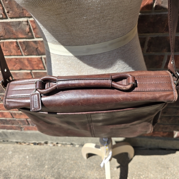 Coach Logan Rich Choco Brown Leather Large Briefcase Portfolio Laptop Bag 5238 - Picture 6 of 16